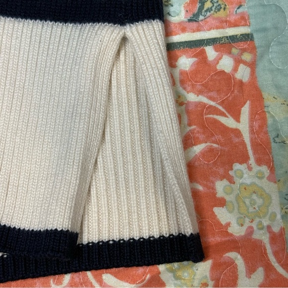 Babaton 2XS Cream and Navy Striped Merino Wool Sweater Preppy Quiet Luxury Soft - Picture 11 of 16